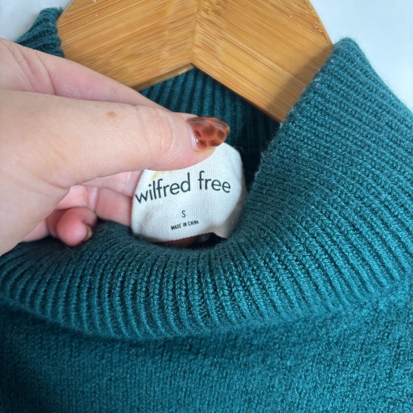 Aritzia Wilfred Free Mock Neck Sweater Emerald Green Merino Wool Small S Harper - Picture 6 of 9